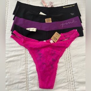Victoria's Secret Pink Lace and Black Seamless Panties
